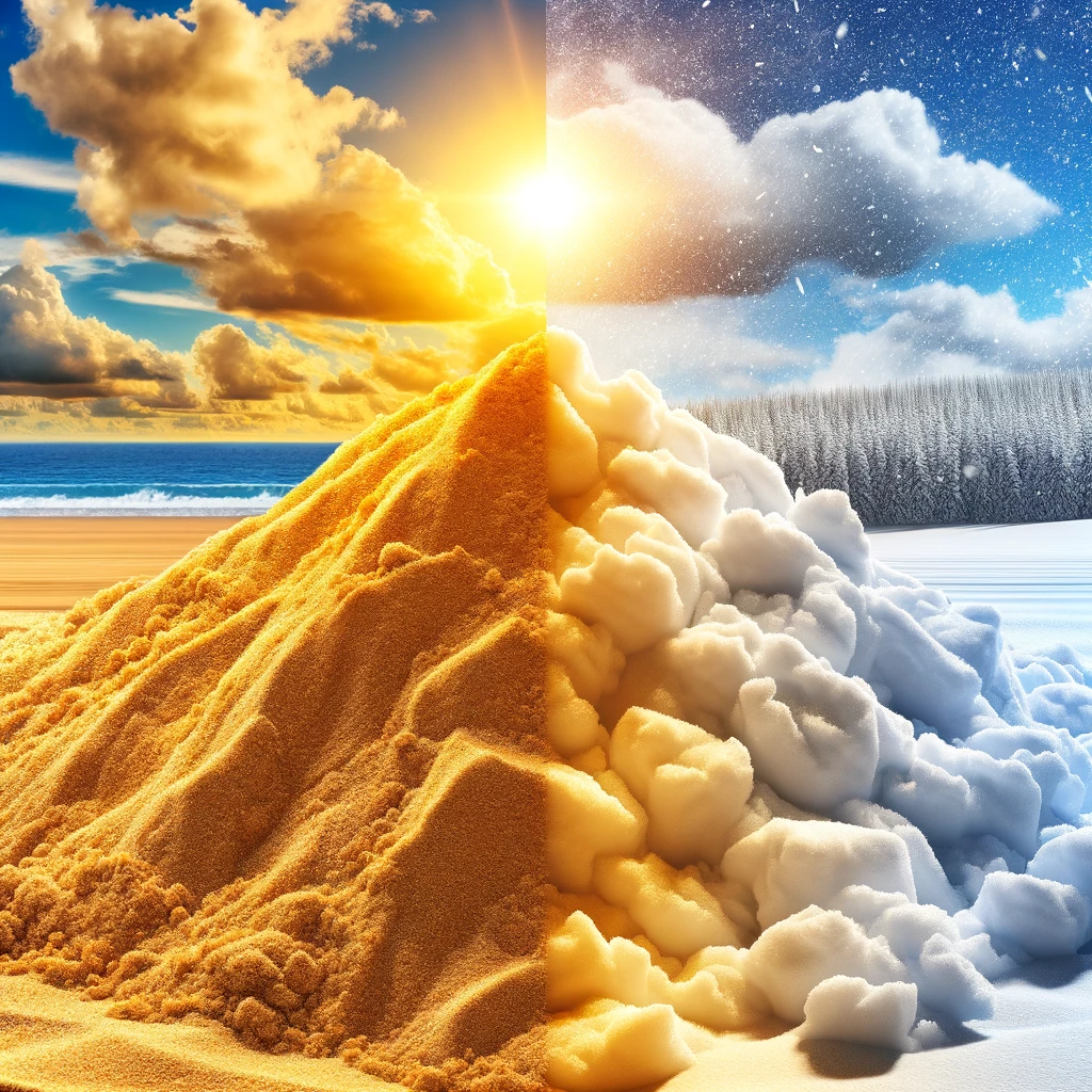 Contrasting Sand and Snow Piles